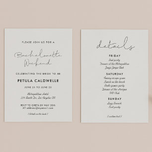 Minimalistisk handskriven Bachelorette Helg Inbjudningar