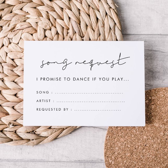 Minimalistisk handskriven begäran från Bröllop Sån Tilläggskort (Minimalist handwritten Wedding Song request Enclosure Card)
