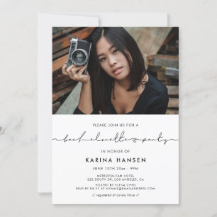 Minimalistisk handskriven bild av Bachelorette Par Inbjudningar