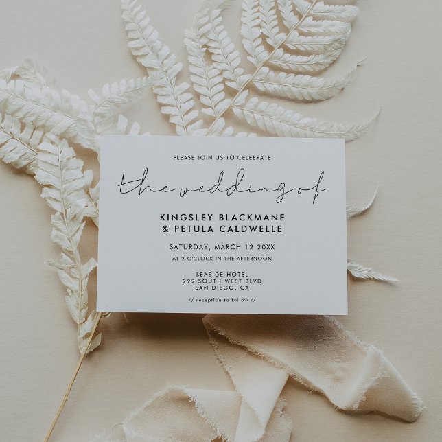 Minimalistisk handskriven bröllop inbjudningar (Minimalist handwritten wedding invitation)