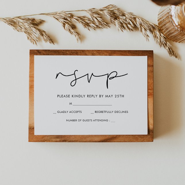 Minimalistisk handskriven bröllopssvarskort OSA kort (Minimalist handwritten wedding RSVP card)