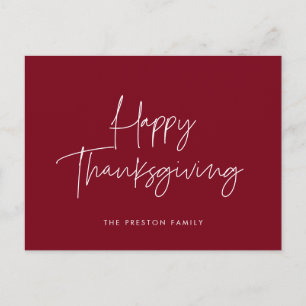 Minimalistisk handskriven Happy thanksgiving Vykort