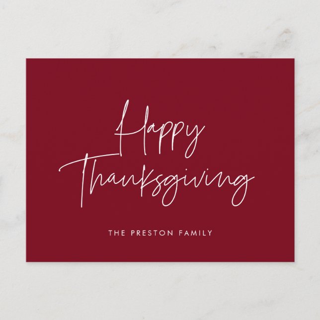 Minimalistisk handskriven Happy thanksgiving Vykort (Framsida)