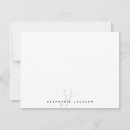 Minimalistisk handskriven initialmonogram i script anteckningskort