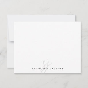 Minimalistisk handskriven initialmonogram i script anteckningskort