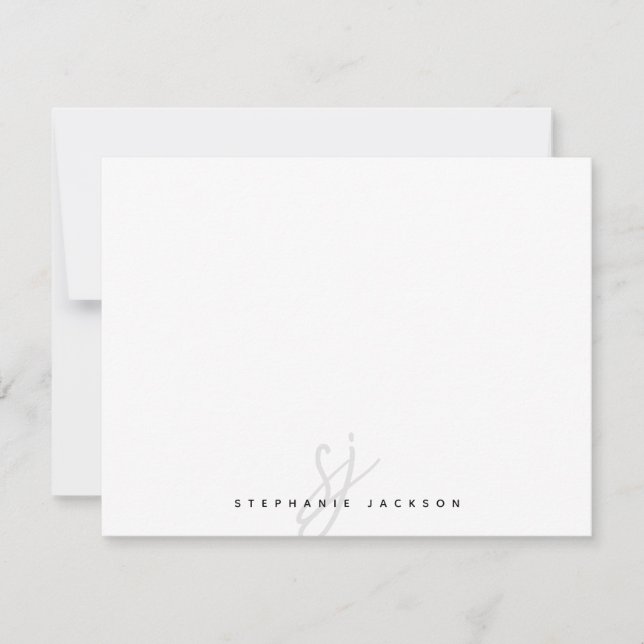 Minimalistisk handskriven initialmonogram i script anteckningskort (Framsida)