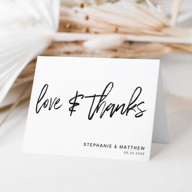 Minimalistisk handskriven Kärlek och tack Kort (A simple and elegant way to say thank you with a personal touch by adding couple details.)