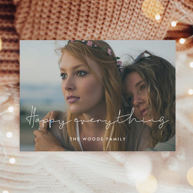 Minimalistisk handskriven Lycklig-allt-foto Julkort (Skapare uppladdad)