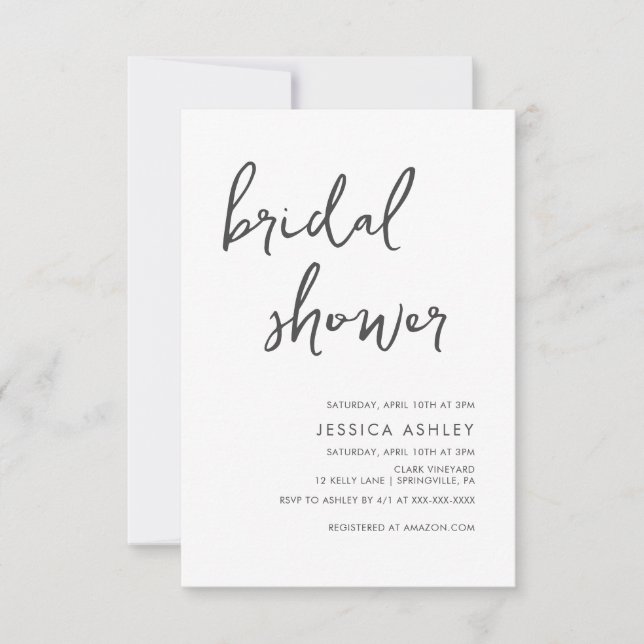 Minimalistisk handskriven Möhippa Inbjudningar (Framsida)