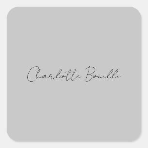 Minimalistisk handskriven Namn Grått Fyrkantigt Klistermärke