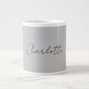 Minimalistisk handskriven Namn Grått Jumbo Mugg