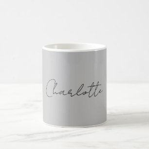 Minimalistisk handskriven Namn Grått Kaffemugg