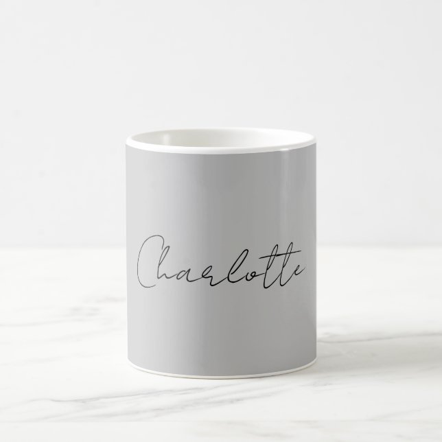 Minimalistisk handskriven Namn Grått Kaffemugg (Center)