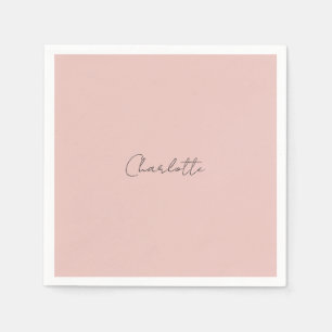 Minimalistisk handskriven namn i rose gold pappersservett