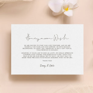 Minimalistisk, handskriven önskan från Honeymoon Tilläggskort