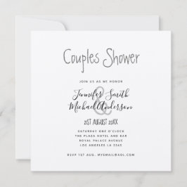 Minimalistisk handskriven Par Shower Square KRAFT Inbjudningar