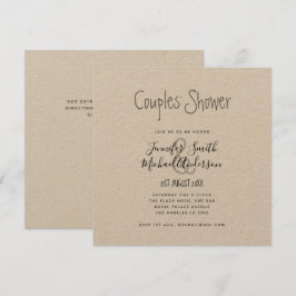 Minimalistisk handskriven Par Shower Square KRAFT Inbjudningar