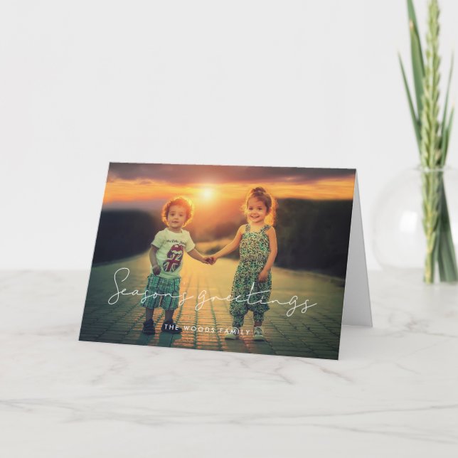 Minimalistisk handskriven säsongsfoto helgkort (Framsida)