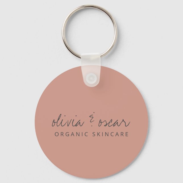 Minimalistisk handskriven script dammig rosa föret nyckelring (Framsida)