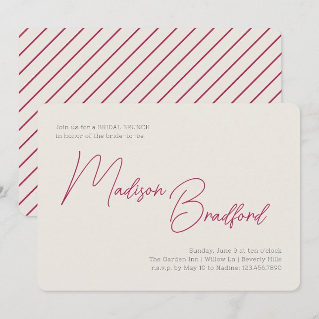 Minimalistisk handskriven skrift Rosa bröllopsdusc Inbjudningar (Fram/baksida)