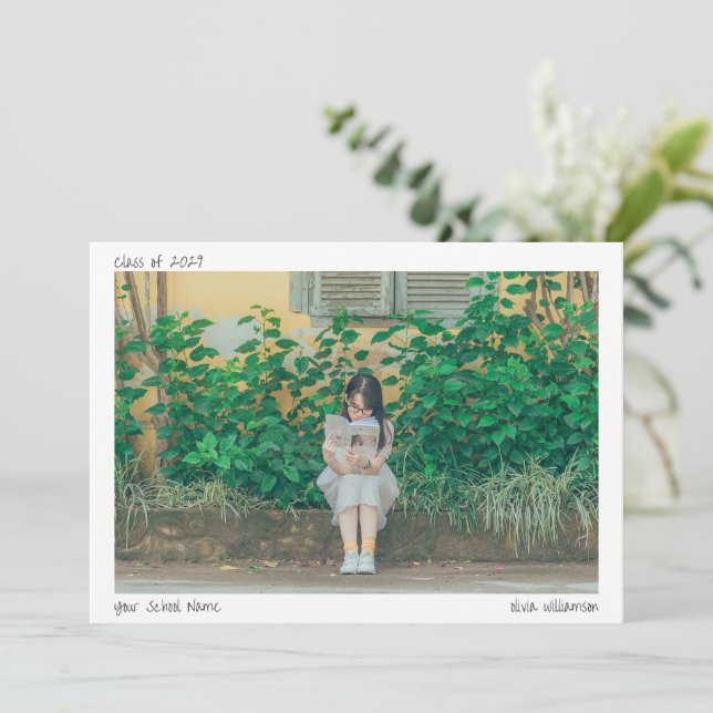 Minimalistisk handskriven Student Photo Studenten Meddelande (Stående Fram)