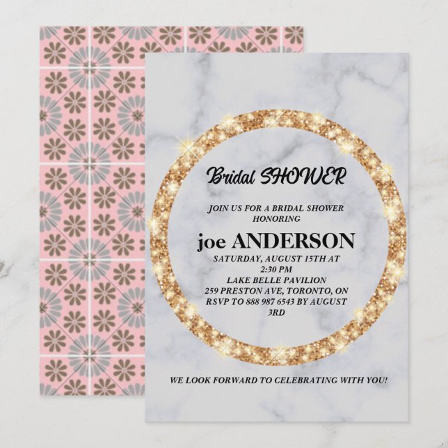 Minimalistisk handskriven svart bröllopsdusch  inbjudningar (Fram/baksida)