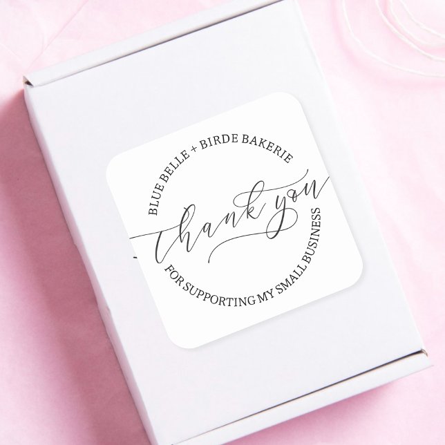 Minimalistisk handskriven TackScript Business Fyrkantigt Klistermärke (Skapare uppladdad)