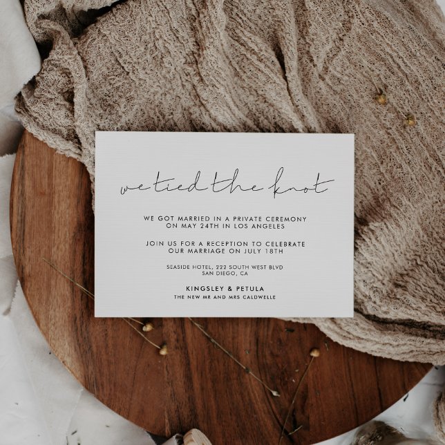 Minimalistisk handskriven Vi har gift oss kort (Minimalist handwritten We tied the knot card)