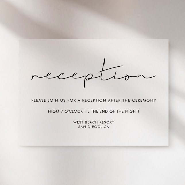 Minimalistisk handskriven vigselkort inbjudningar (Minimalist handwritten wedding reception card)