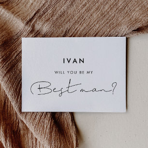 Minimalistisk handskriven Vill du vara min bestman Inbjudningar