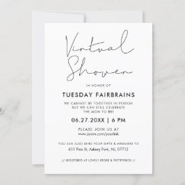 Minimalistisk handskriven Virtuell babydusch Inbjudningar