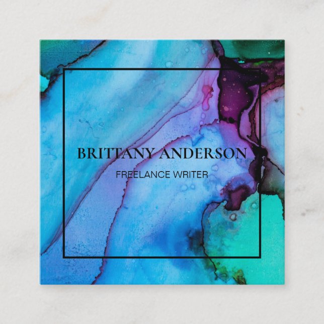 Minimalistisk handskriven vit S-Professionell Fyrkantigt Visitkort (Framsida)