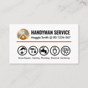 Minimalistisk Handyman Verktyg på röd linje Visitkort