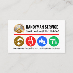 Minimalistisk Handyman Verktyg på röd linje Visitkort