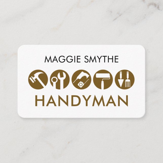 Minimalistisk handyman-verktygsikon visitkort (Framsida)