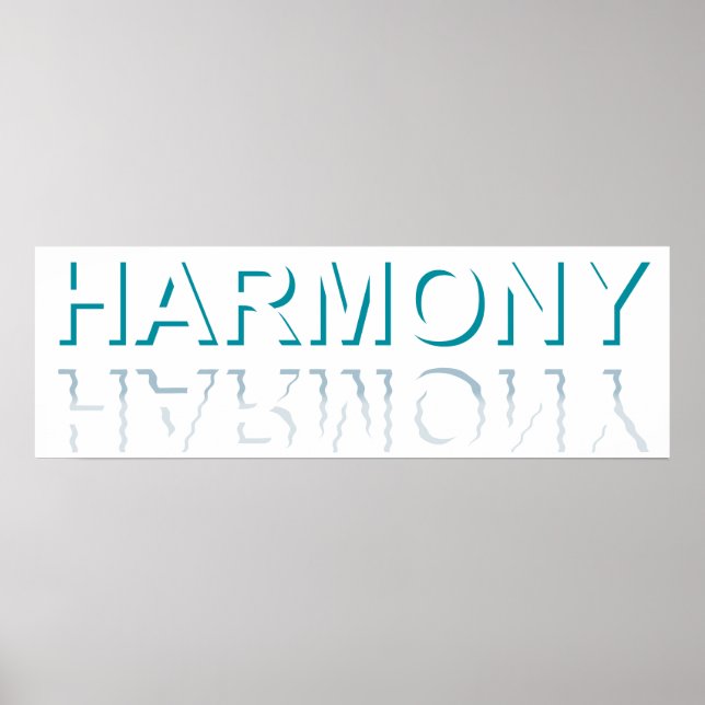 Minimalistisk HARMONI Textvattenreflektion & Skugg Poster (Framsidan)