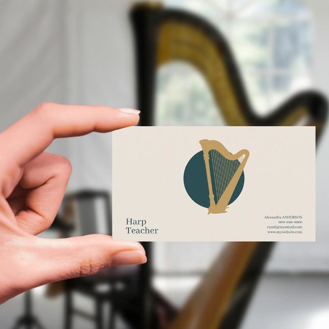 Minimalistisk harpunderlärare visitkort (Minimalist Harp Teacher Business Card)