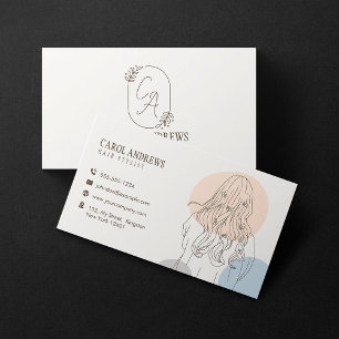 Minimalistisk Hårstylist Illustration Skönhetssalo Visitkort