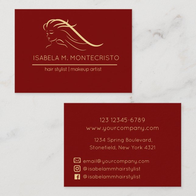 Minimalistisk hårstylist visitkort (Fram/baksida)