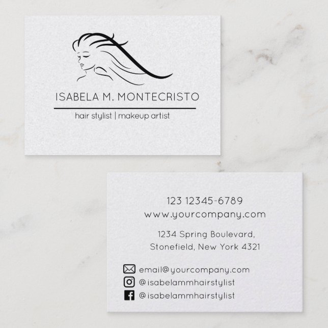 Minimalistisk hårstylist visitkort (Fram/baksida)