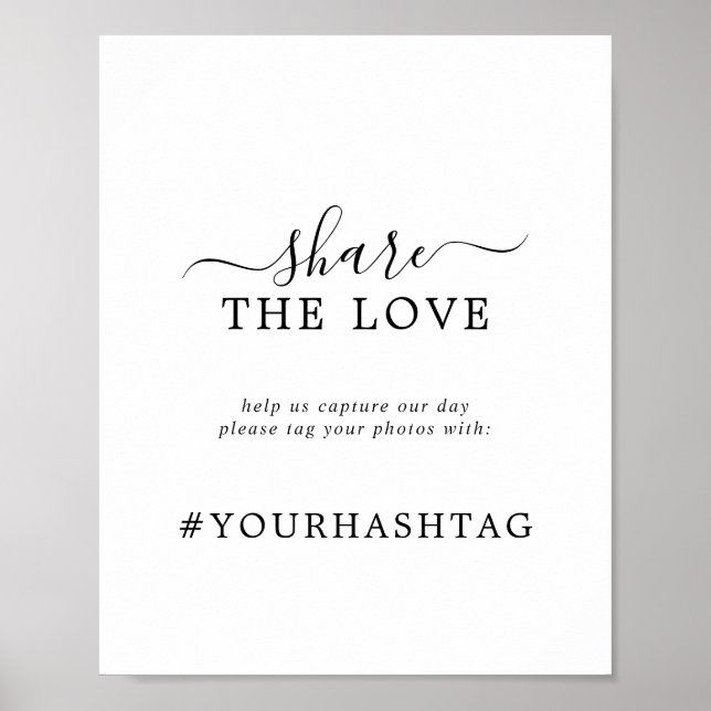 Minimalistisk  Hashtag-signalen Kärlek Bröllop Poster (Framsidan)