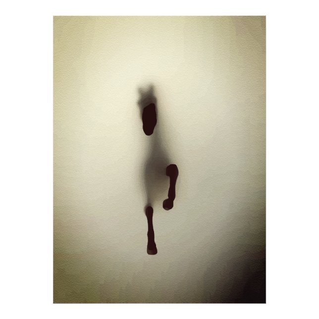 Minimalistisk häst abstrakt häst framträder ur dim fototryck (Framsidan)
