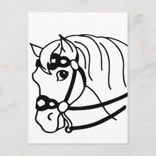 Minimalistisk hästhuvud retro stil Djur konst Vykort