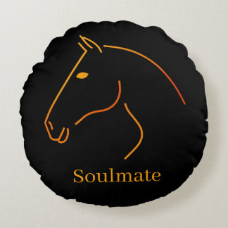 Minimalistisk hästlinjekonst - "Soulmate" Personli Rund Kudde