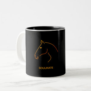 Minimalistisk hästlinjekonst - "Soulmate" Personli Två-Tonad Mugg