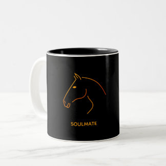 Minimalistisk hästlinjekonst - "Soulmate" Personli Två-Tonad Mugg