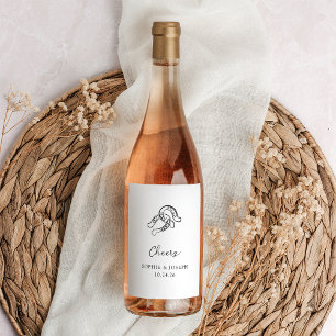 Minimalistisk hästseshoe   Svartvit Bröllop Vinflaska Etikett