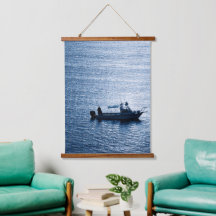 Minimalistisk havskonst Fiskare Blå