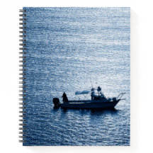 Minimalistisk Havsväggkonst Fiskare Blå