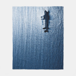 Minimalistisk havsväggkonst Fiskare Blå Fleecefilt